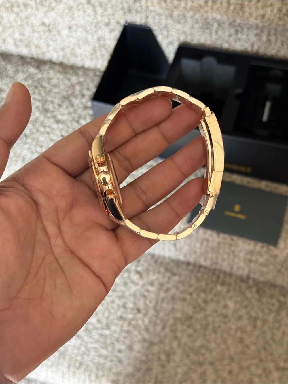Seiko mod Rose Gold Chronograph with chocolate dial Men's Watch